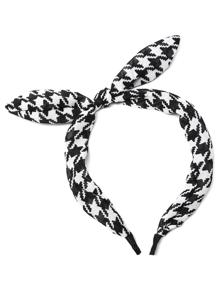 Romwe Black And White Plover Case Knotted Headband