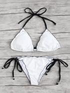 Romwe Contrast Straps Bikini Set