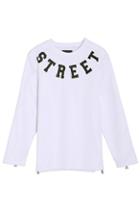 Romwe Street Zippered White Sweatshirt
