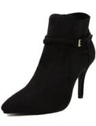 Romwe Black Point Toe Ankle Strap High Heeled Boots