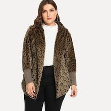 Romwe Plus Leopard Print Coat