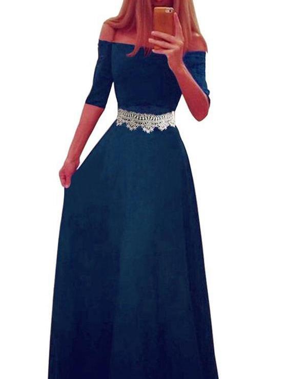 Romwe Off The Shoulder Contrast Lace Dress