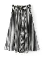 Romwe Contrast Striped Skirt With Buckle Belt