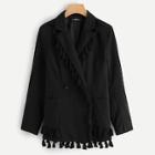 Romwe Pocket Side Tassel Trim Blazer