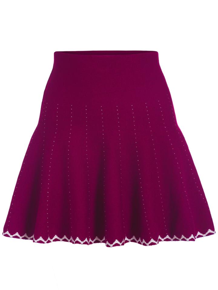 Romwe High Waist Contrast Hem Flare Purple Skirt