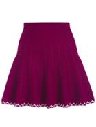 Romwe High Waist Contrast Hem Flare Purple Skirt