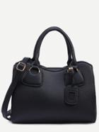 Romwe Black Pebbled Faux Leather Satchel Bag