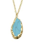 Romwe Blue Stone Pendant Necklace