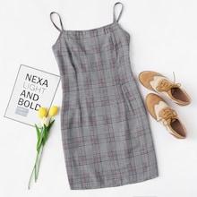 Romwe Plaid Cami Bodycon Dress