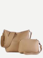 Romwe Khaki Pu Eyelet Lace Up Convertible Wide Strap Shoulder Bag Set
