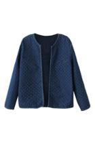 Romwe Open Front Sheer Blue Coat