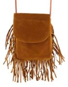 Romwe Brown Pu Shoulder Fringes Bag