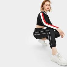 Romwe Varsity Stripe Drawstring Waist Pants
