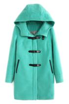 Romwe Buckled With Hoodie Loose Coat