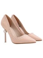 Romwe Nude High Heel Bead Pumps