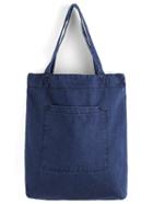 Romwe Blue Pocket Denim Shoulder Bag