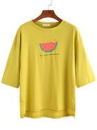 Romwe Watermelon Print High-low T-shirt