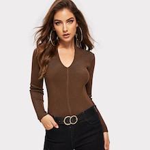 Romwe Slim Fitted Solid Jumper