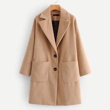 Romwe Button Detail Notched Neckline Coat