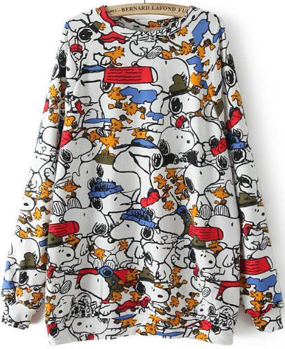 Romwe Snoopy Print Loose Sweatshirt