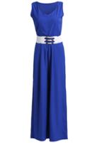 Romwe Sleeveless With Belt Zipper Wide Leg Jumpsuit
