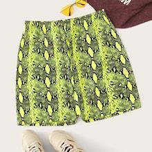 Romwe Plus Snakeskin Print Cycling Shorts