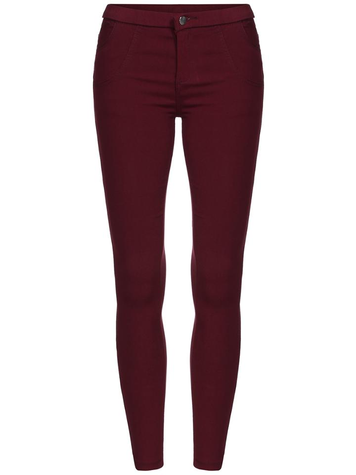 Romwe Red Skinny Elastic Thicken Pant
