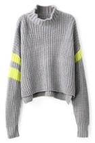 Romwe Asymmetric Knitted Grey Jumper
