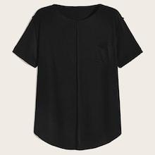 Romwe Guys Solid Curved Hem Tee