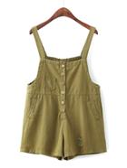 Romwe Ripped Detail Denim Overall Shorts