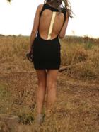 Romwe Black Sleeveless Sequined Backless Club Dress