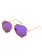 Romwe Gold Frame Double Bridge Purple Aviator Sunglasses