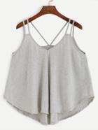 Romwe Grey High Low Cami Top