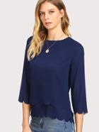 Romwe Scalloped Double Layer Top