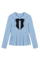 Romwe Dolls Collar Bowknot Embellished Loose Blouse