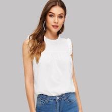 Romwe Frill Trim Shell Top