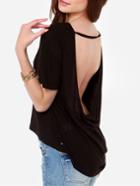 Romwe Open Back Loose T-shirt