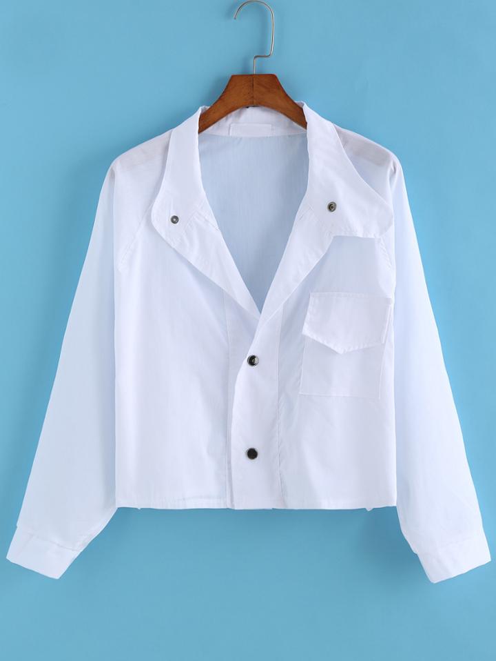 Romwe Bat Sleeve With Pocket Coat