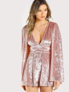 Romwe Plunging Crushed Velvet Romper