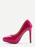 Romwe Rose Red Faux Patent Leather Pumps