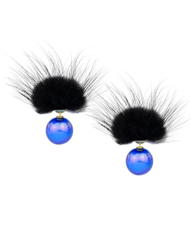 Romwe Blue Cute Ball Stud Earrings