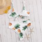 Romwe Pineapple Knot Front Top With High Waist Bikini