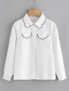 Romwe Embroidered Trim Single Breasted Shirt
