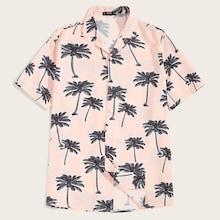 Romwe Guys Revere Collar Aloha Shirt