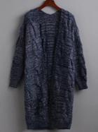 Romwe Blue Cable Knit Long Coat