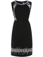 Romwe Black Embroidered Sheath Dress