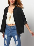 Romwe Fringe Corduroy Coat With Pockets