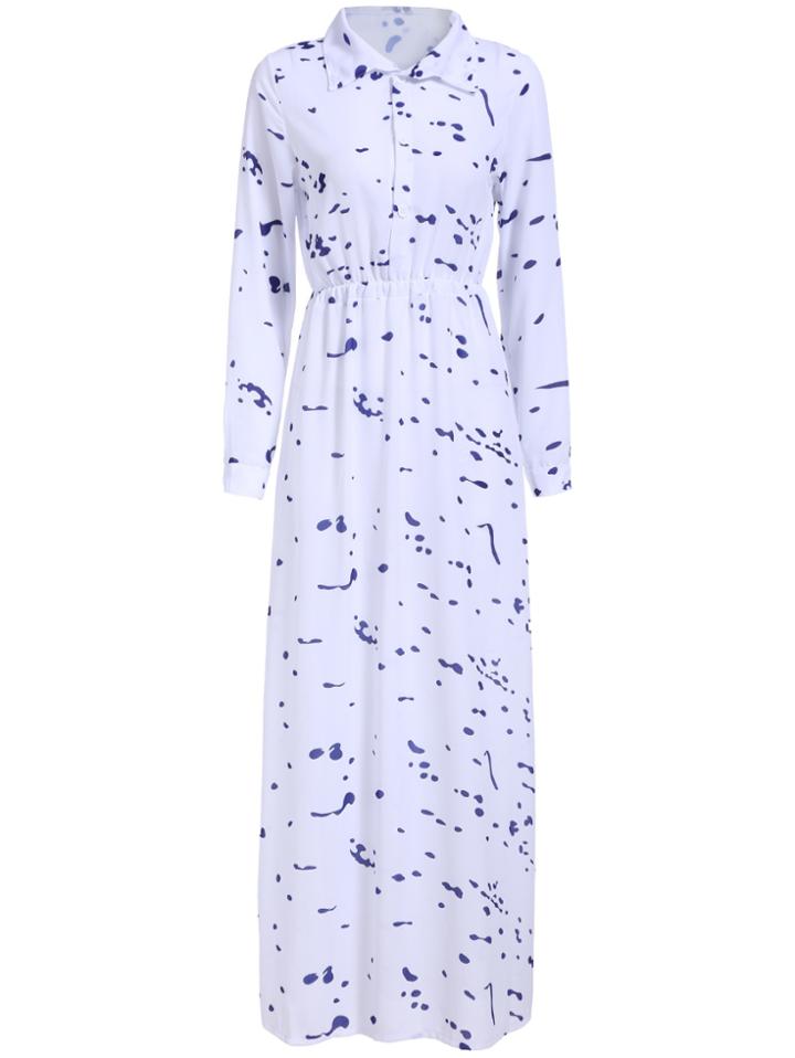 Romwe Lapel Graffiti Print Shirt Dress