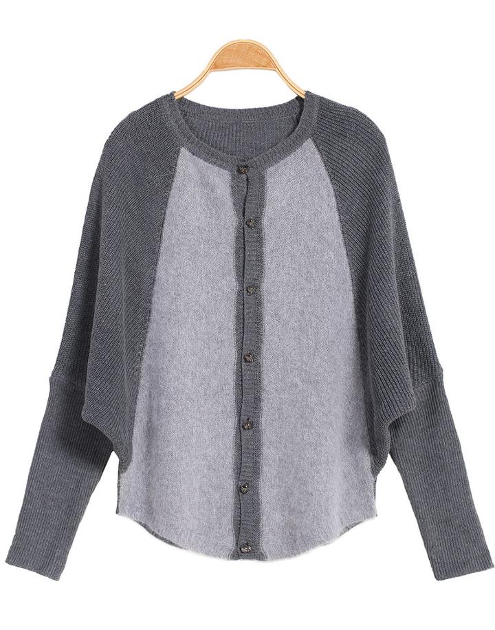 Romwe Contrast Mohair Buttons Knit Cardigan