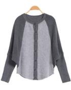 Romwe Contrast Mohair Buttons Knit Cardigan